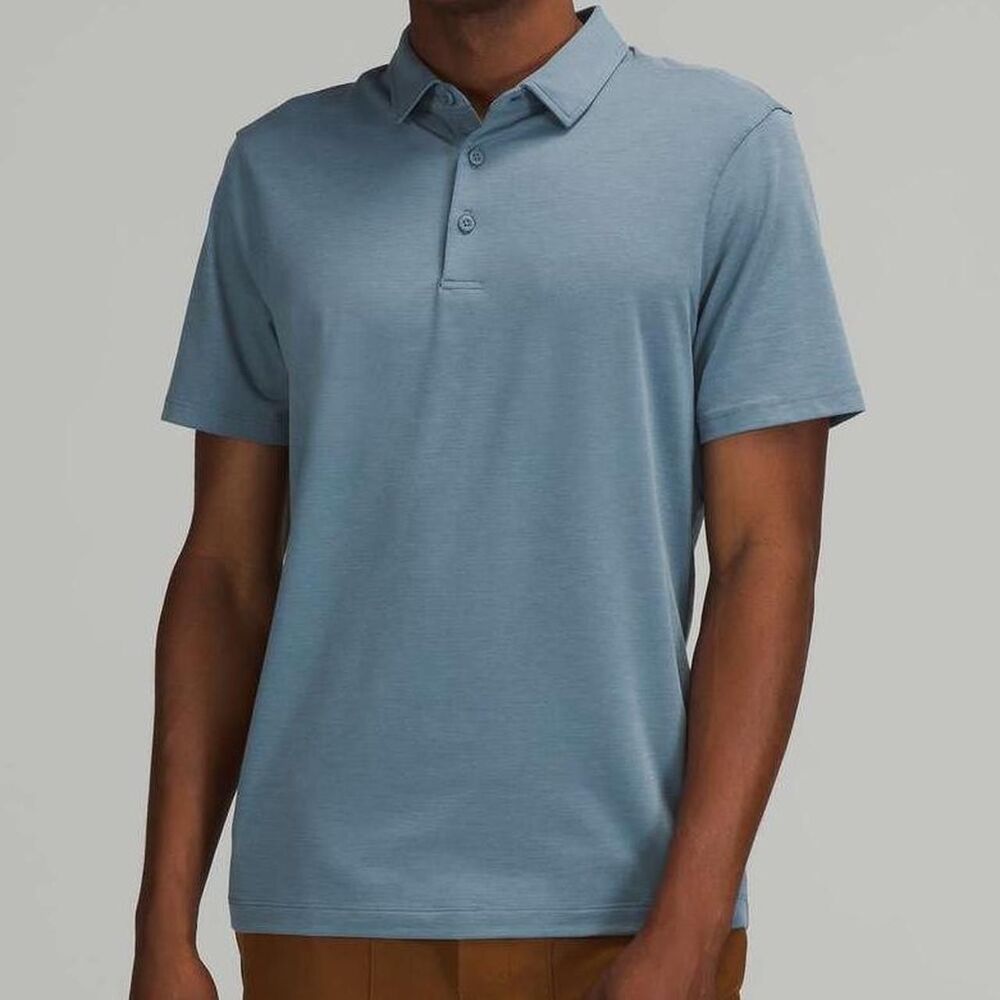 Lululemon Evolution Polo Shirt Men’s Medium Blue Performance Golf Short Sleeve